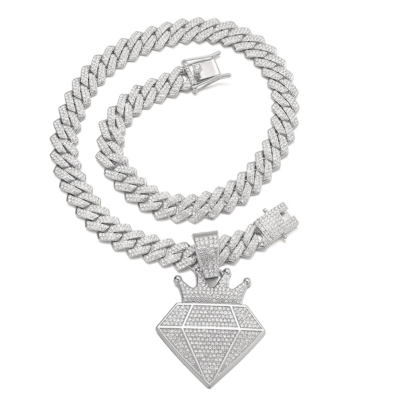 Lampadario Hip Hop a triangolo completo con corona esagerata, catena cubana in lega con diametro dell'acqua_voghion.com