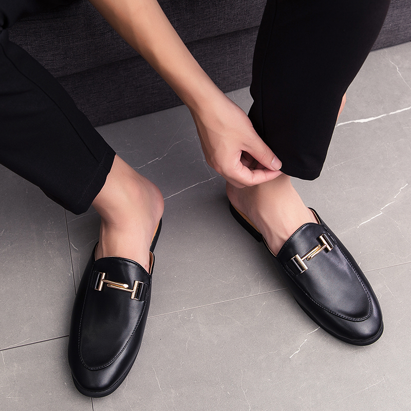 P7 YEINSHAARS Designer Slipon Männer Casual Schuhe Luxus Marke Hohe Qualität Echtes Leder Slipper Slipper Sommer Halb Schuhe Für Männer_voghion.com