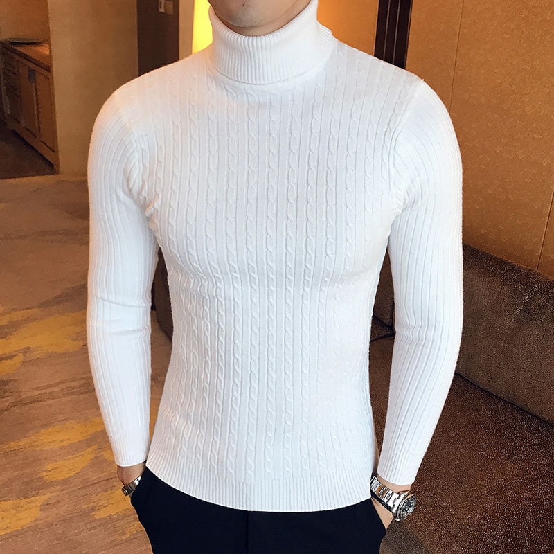 Neue Rollkragenpullover Casual Männer Rollkragen Gestrickte Kazak Sıcak Halten Männer Jumper Yün Kazak_voghion.com