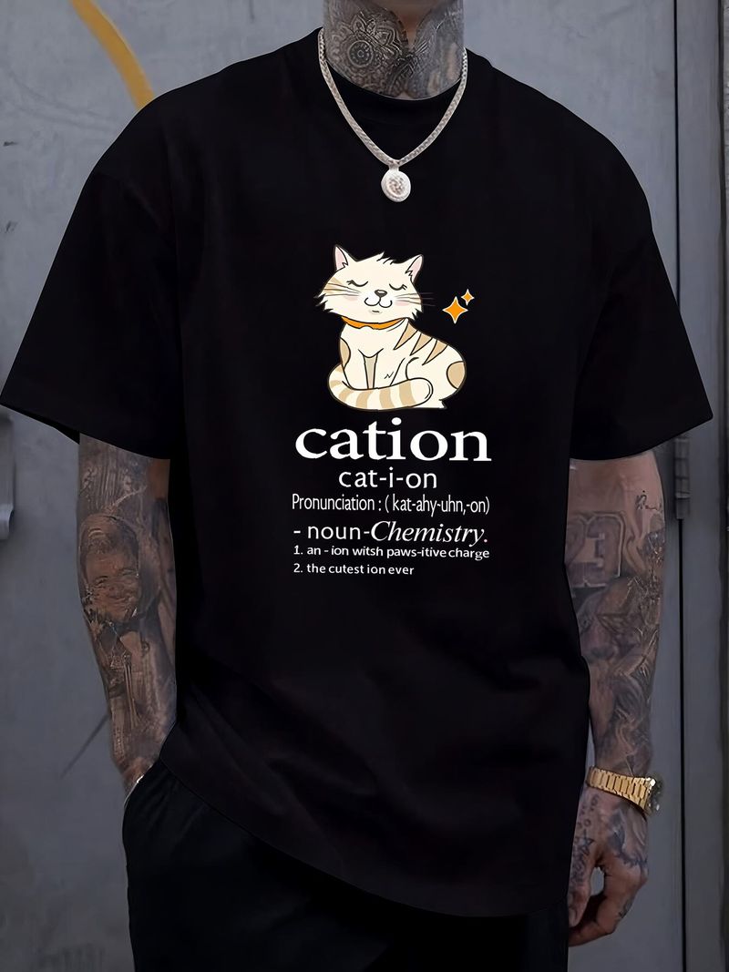 Lustiges T-Shirt für Katzenliebhaber mit Chemie-Motiv, bequem, atmungsaktiv, ideal für den Sommer, dehnbar, Unisex_voghion.com