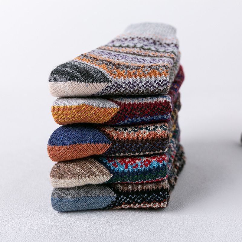 2025d Rabbit Wool Winter Thickened Coarse Thread Ethnic Style Mid-Calf Plus Size Women's Socks_voghion.com