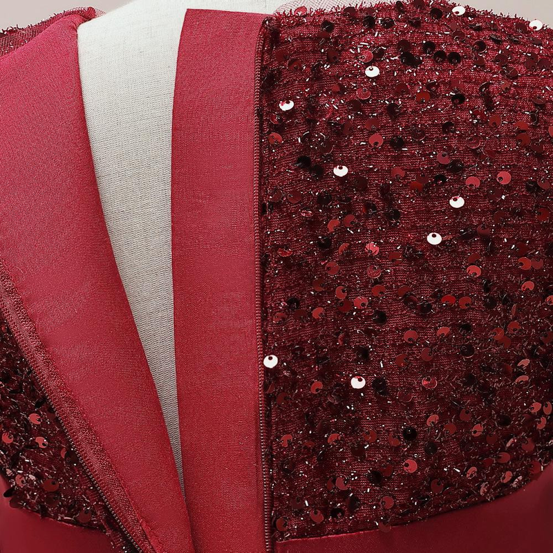 Nuovo vestito da principessa per bambine di taglia media e grande con maniche a sbuffo in glitter e gonna tutù in raso con giunture_voghion.com