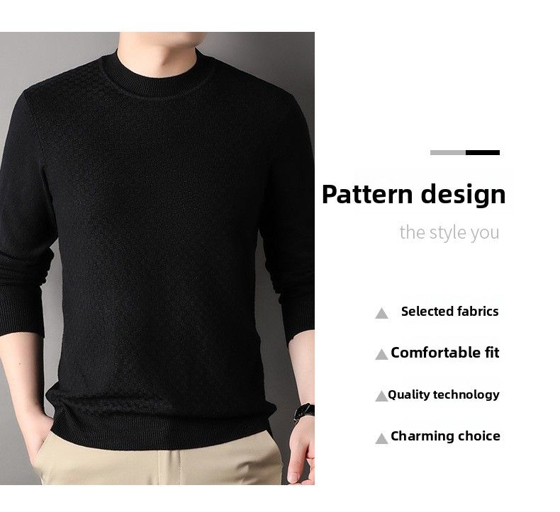 New Live Spring And Autumn Solid Color Half Turtleneck Slim Fit Sweater Youth Base Shirt Men's Clothing_voghion.com