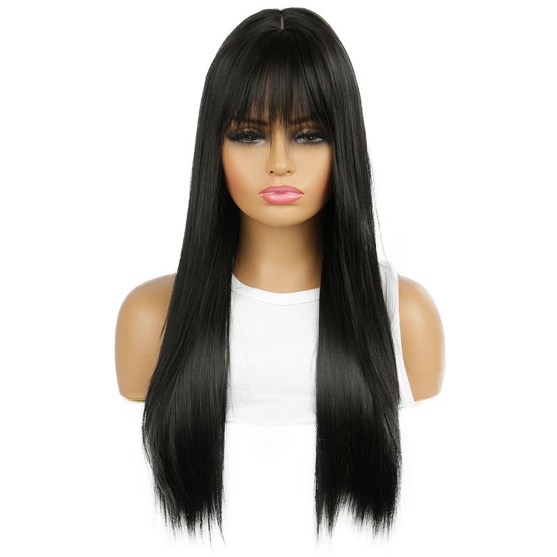Hair Extensions Wigs Hot Selling Wigs For Women Synthetic Fiber Full Head Cover Black Bangs Cos Long Straight Hair_voghion.com