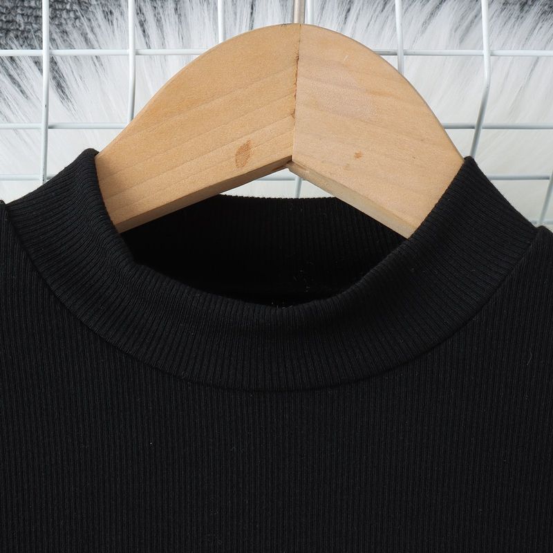 Mother & Kids Children's Clothing European and American Autumn and Winter High-neck Letter Printed Top + Trendy and Fashionable Work Pants + Belt Set_voghion.com