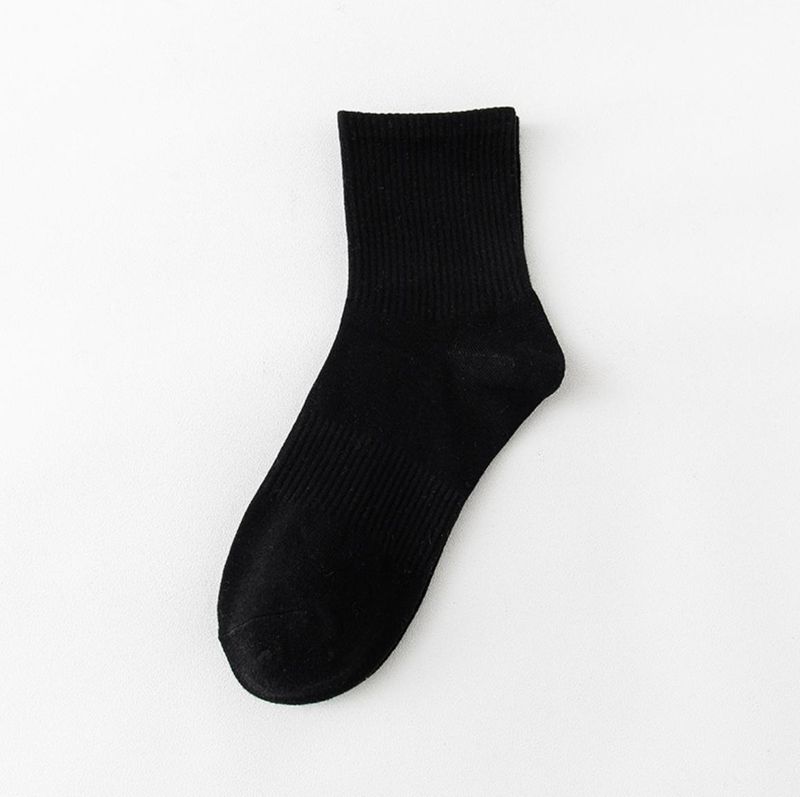 Socken Frühling und Sommer atmungsaktiv Schweiß Anti-Geruch Männer und Frauen in schwarz und weiß einfarbig Mitte der Wade Paar Socken die Baumwolle_voghion.com