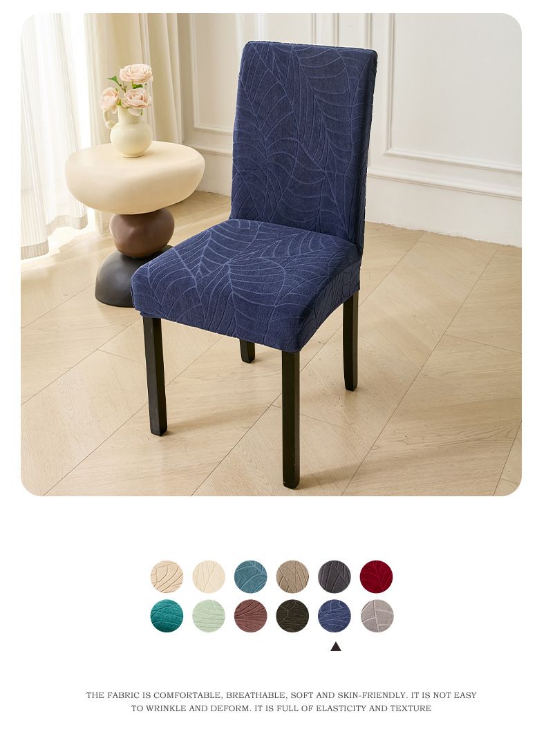 Waterproof Stretch Chair Covers With Jacquard Leaf Pattern – Durable Polyester Slipcovers For Dining & Office Chairs_voghion.com