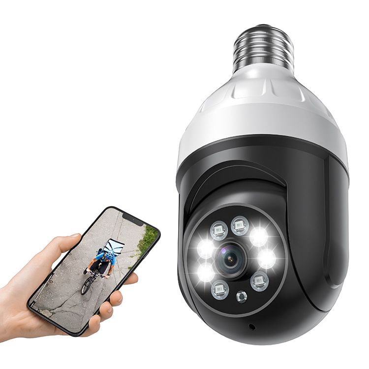 Cámara WiFi inalámbrica de 360 grados con visión nocturna a todo color y bombilla E27 de alta definición_voghion.com
