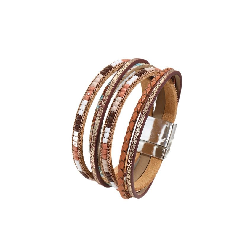 Bohemian Style Magnetic Leather Versatile Women's Bracelet Multi-layer Wrapped Jewelry Hand Rope_voghion.com