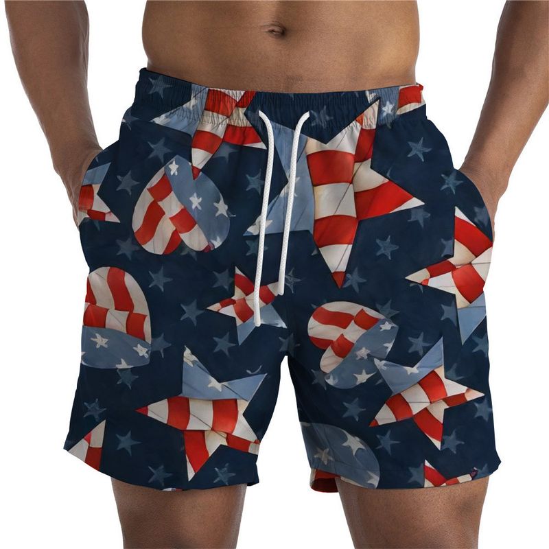 Unbeatable Quality Summer Men's Shorts For Independence Day In The United States; Victory Day&National Flag Statue Of Liberty Eagle 3D_voghion.com