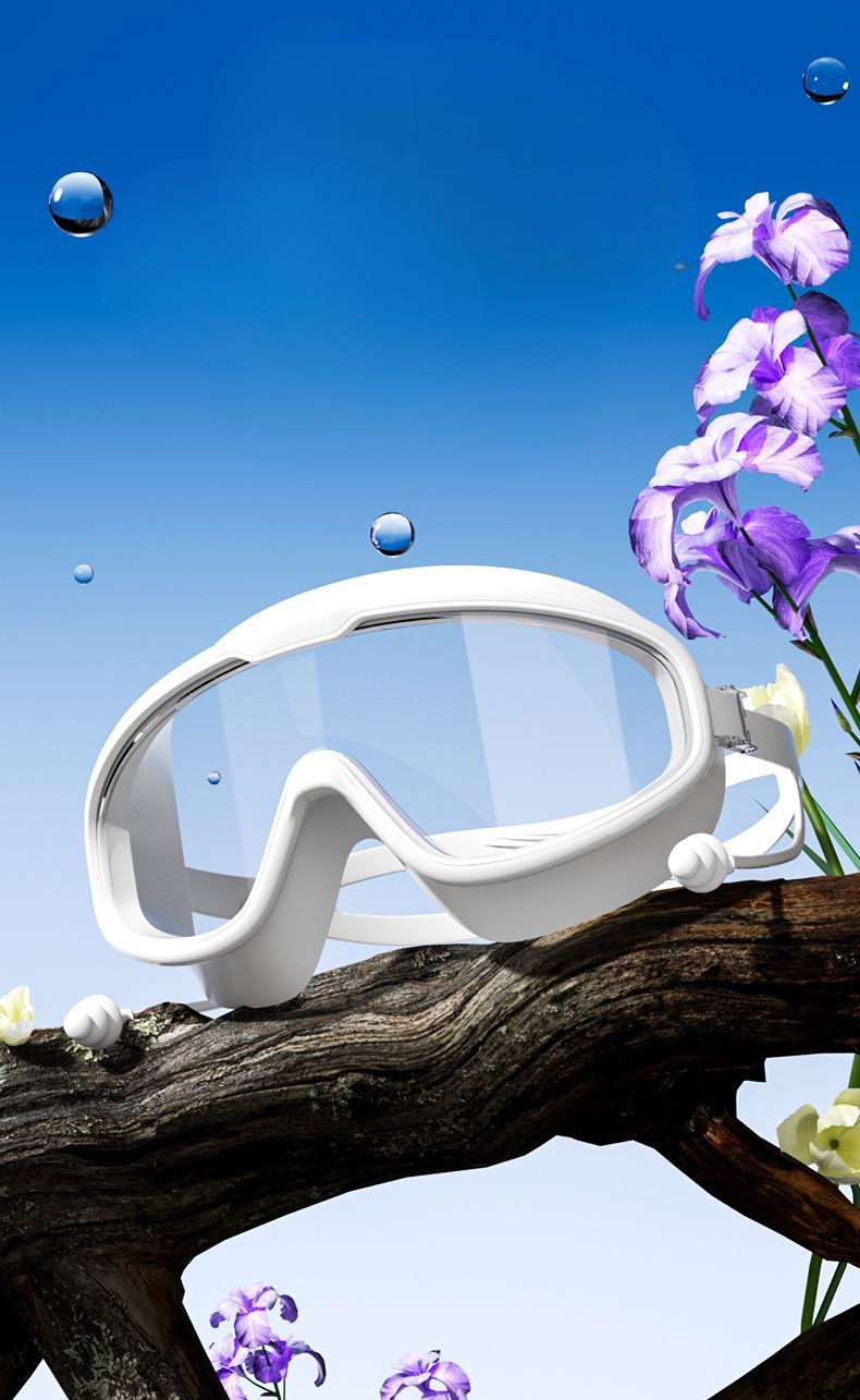Gafas de natación RESHEIR de montura grande, impermeables, antivaho, HD, profesionales, para hombres y mujeres, con gorro de buceo_voghion.com