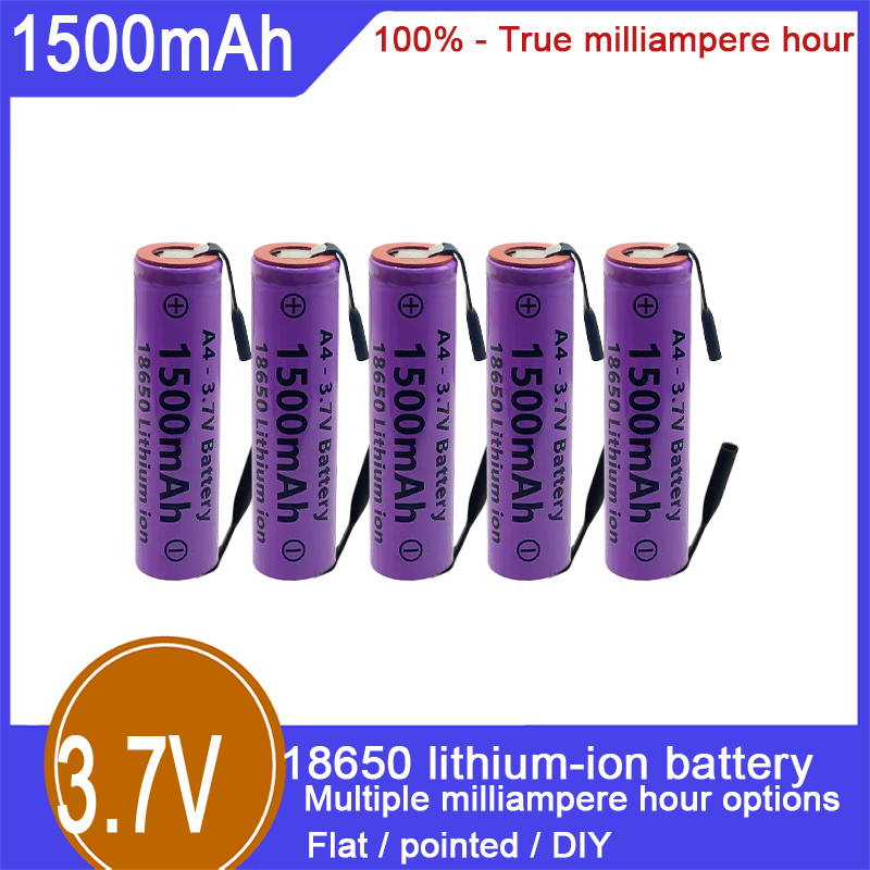 Batterie rechargeable lithium-ion 18650, 3,7 V, 1500 mAh, capacité 100 %, adaptée aux jouets électriques, cigarettes électroniques, lampes de poche et autres domaines_voghion.com