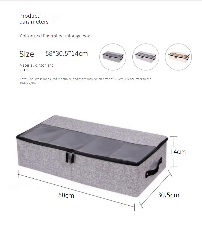 Home Improvement Lanfeng Foldable Compartment Shoe Box Storage Box Thickened Fabric Transparent Shoe Box Dustproof Bed Bottom Shoe Storage Box_voghion.com