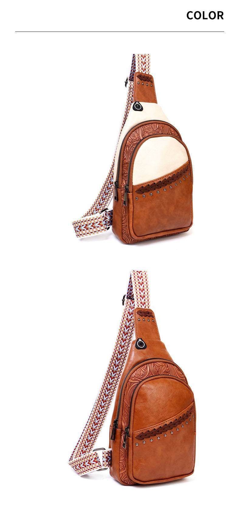 Damentaschen Spleißen Hüfttasche Messenger Bag Damen Brusttasche Echtes Leder Schultertasche_voghion.com