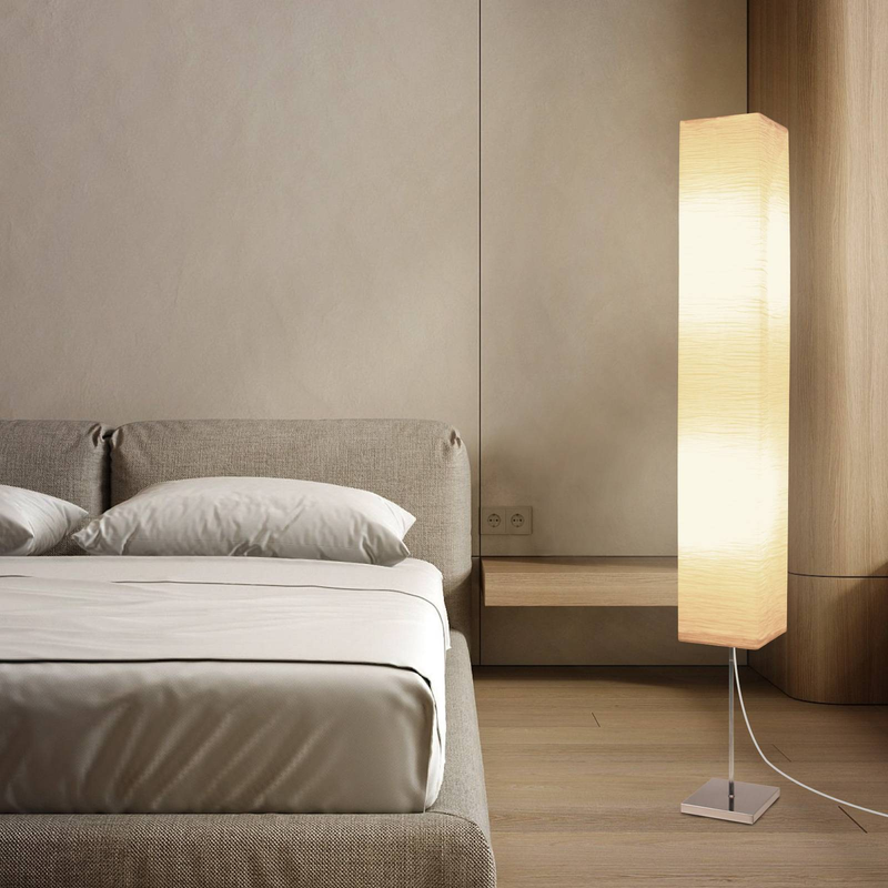 Japanische Bodenleuchte Mit Reispapierschatten - Eckleuchte Für Schlafzimmer, Büro & Wohnzimmer - Beige (Quadrat)_voghion.com