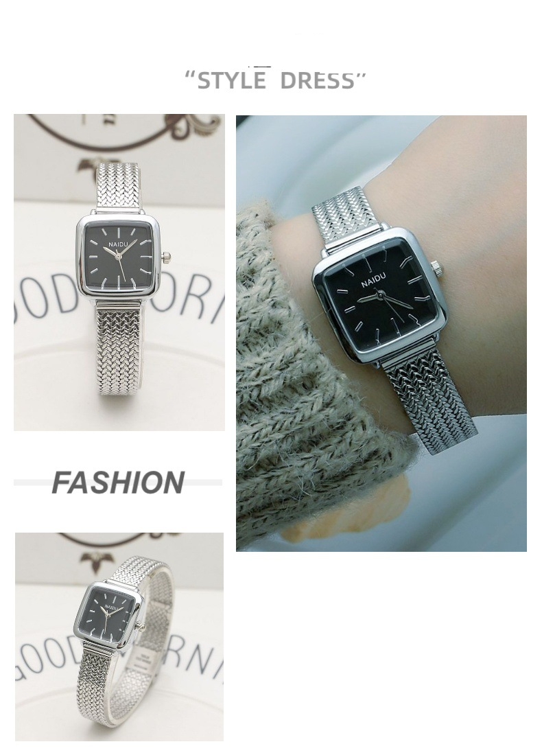 Orologi da donna con cinturino quadrato a spina di pesce in bambù, orologio da ragazza, cinturino in rete per studenti, orologio da ragazzo, orologio al quarzo in stile foresta, piccolo e fresco_voghion.com