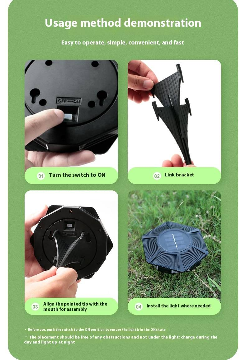 Luzes de jardim externas movidas a energia solar, iluminação LED à prova d'água para pátios, quintais, caminhos, luzes decorativas de solo com 6 LEDs_voghion.com