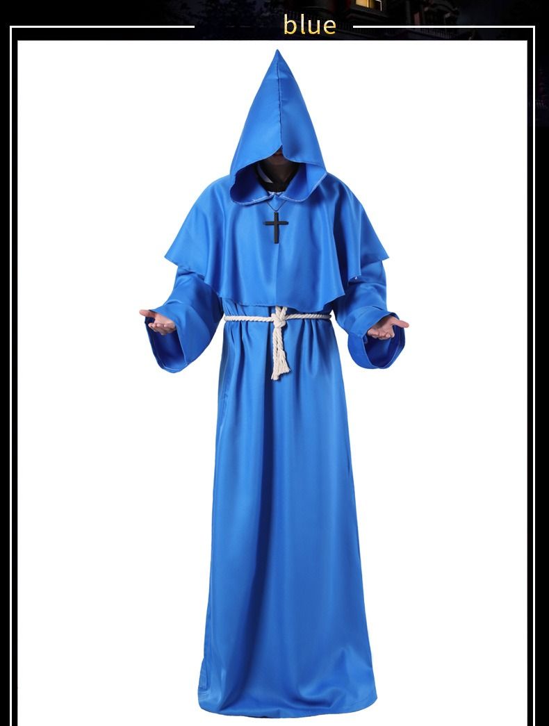 Halloween Cosplay Costume Medieval Monk Costume Monk Robe Wizard Costume Priest Costume COS Costume Stage Costume_voghion.com