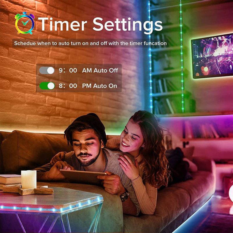 Tira de luces LED RGB de 24 V con Bluetooth e infrarrojos, 16 LED/metro, control inteligente por aplicación para fiestas, decoración del hogar, iluminación interior, Halloween y Navidad._voghion.com