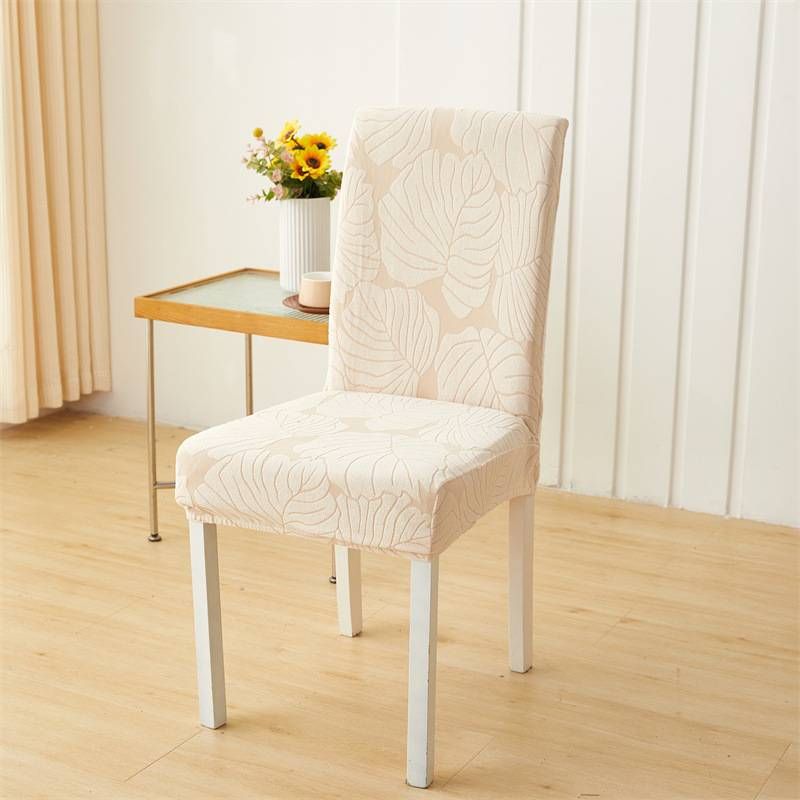 Luxury Leaf-Print Elastic Chair Covers – Thickened Polyester, Full Coverage & Stylish Design (Pink, Burgundy, Beige & More)_voghion.com