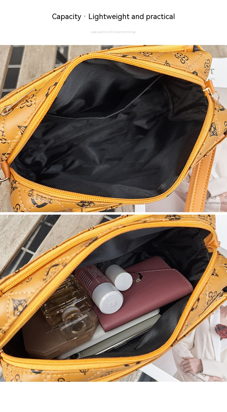 Three Layer Zippehot Selling Zippered Camera Bag in Large Capacity and Convenient Makeup Bag Fashionable Storage Bag Embroidered Shoulder Bag_voghion.com