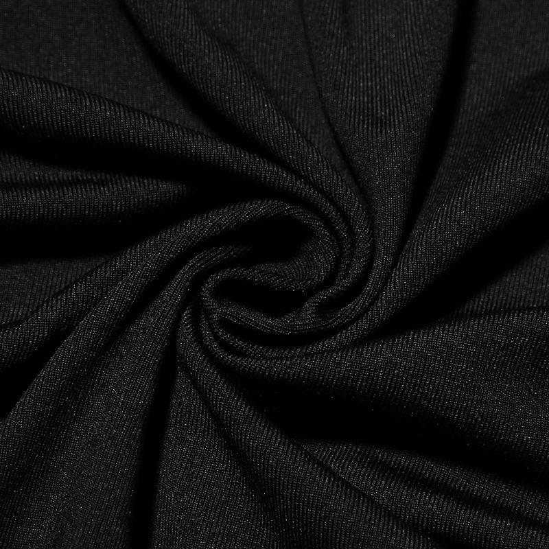 Women's square neck long sleeve slim-fit hip wrap backless black velvet dress_voghion.com