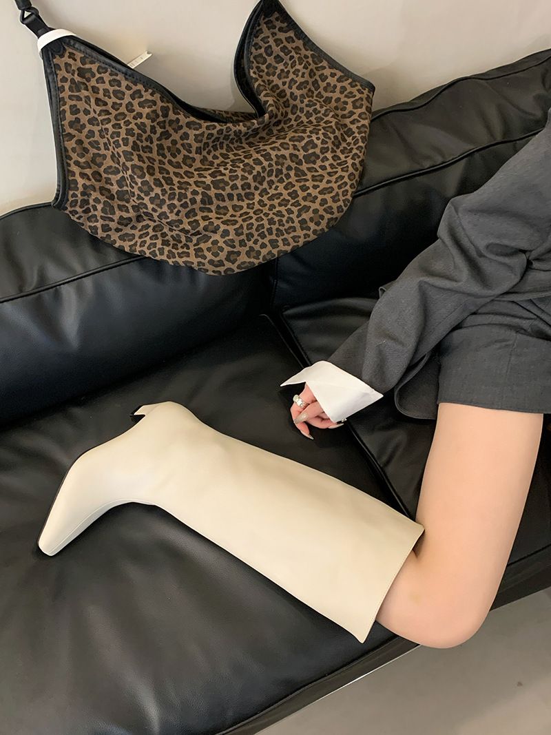 Chaussures pour femmes, bottes rétro, printemps, nouveau tube large, bottes de chevalier en cuir souple pour femmes, bottes fines à talon bas, pas au-dessus du genou_voghion.com