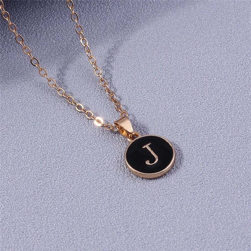Collier avec pendentif en 26 lettres avec initiales de nom pour femme, collier en émail de l'alphabet A à Z, cadeaux d'anniversaire pour filles, accessoires de bijoux_voghion.com