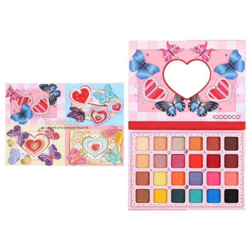 Palette di ombretti da 24 colori per San Valentino | Set trucco opaco e scintillante | Regalo romantico per lei | Pigmentato a lunga tenuta_voghion.com