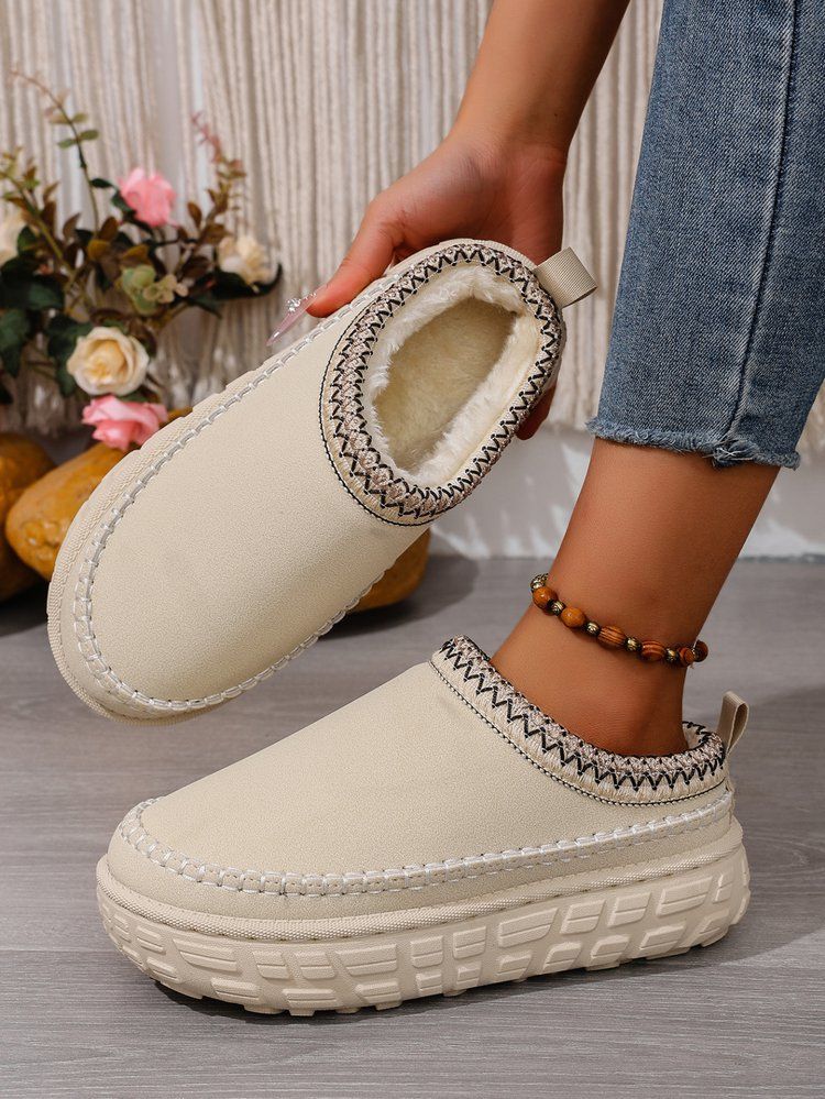 Women's Shoes Large Size Thick Soled Slippers For Women Autumn And Winter New Style Plush And Thickened Warm Slip On Cotton Slippers For Women_voghion.com
