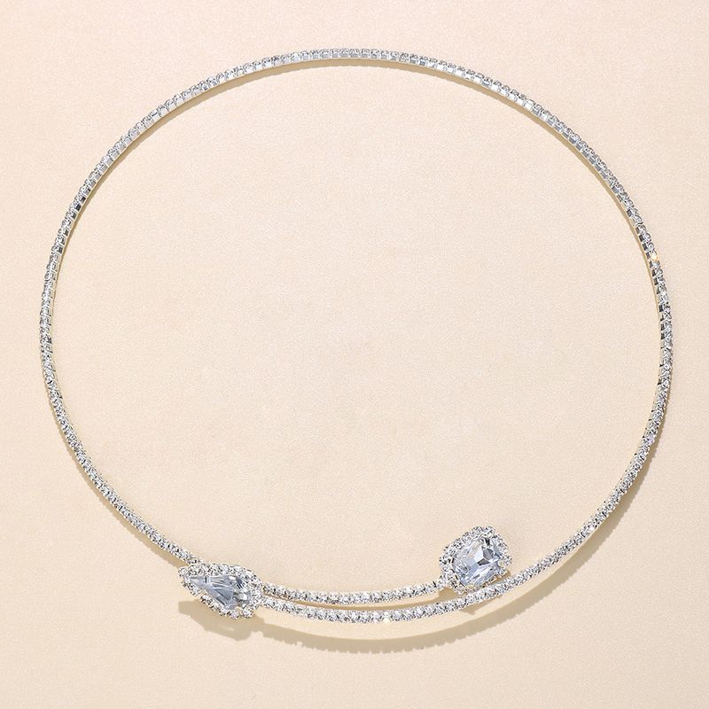 gioielli diamante rotondo lucido apertura clavicola catena tendenza semplice strass collare donna choker_voghion.com