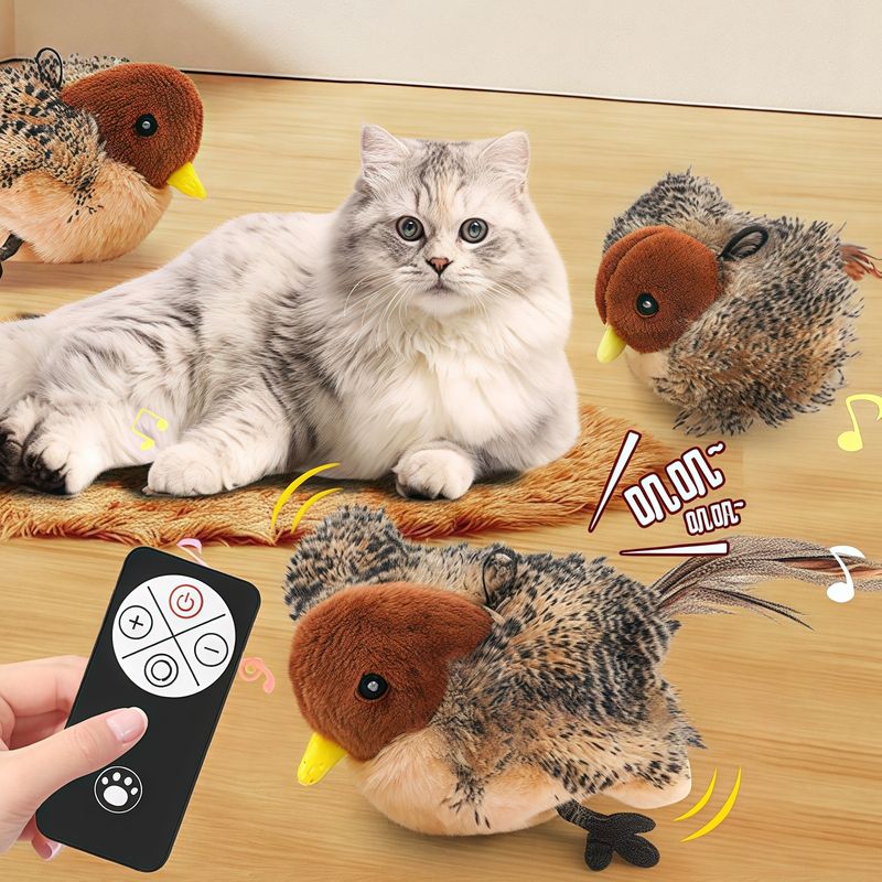 Interaktives Flappy-Spielzeug, wiederaufladbar über USB, Plüsch-Katzenspielzeug mit flatterndem Vogel, anregende Jagd, Fernbedienungsanleitung von PawParty Store_voghion.com