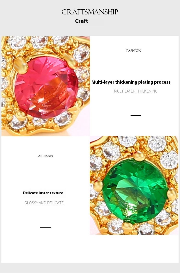 Boucles d'oreilles en pierres précieuses artificielles incrustées de tempérament rétro pour femmes, accessoires de boucles d'oreilles en fleurs de luxe légères à la mode_voghion.com