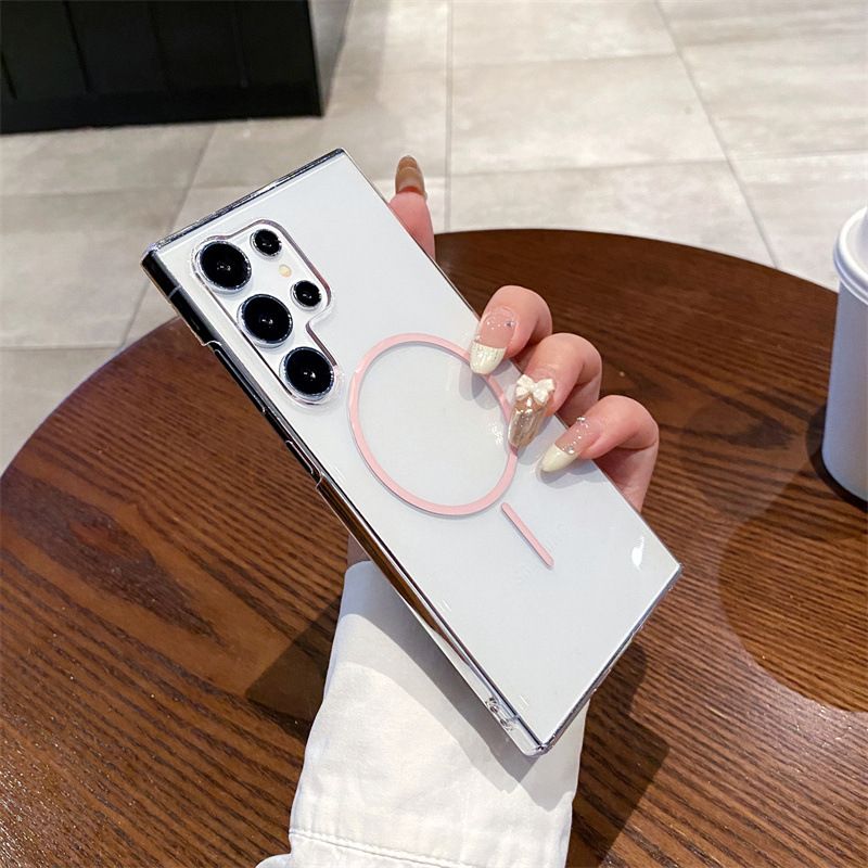 Suitable For Samsung S25Ultra Mobile Phone Case, Ultra-thin Transparent Fine Ring Magnetic Galaxy S24FE Shockproof_voghion.com