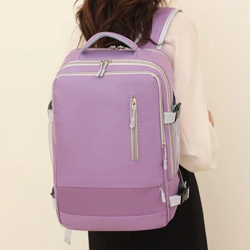 Zaino da viaggio per donna, impermeabile, per ragazze adolescenti, con ricarica USB, per computer portatile, con tracolla grande, borsa per scarpe 2024_voghion.com