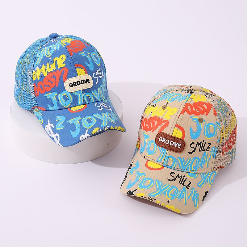 Sommer Neue Mode Graffiti Net Baseball Männer und Frauen Mittleren alters Kinder Freizeit Sonnencreme Entenzunge Hut_voghion.com