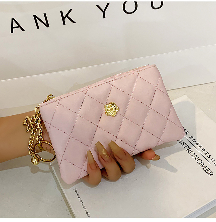 2023 kleine Brieftasche für Damen, kurzer Abschnitt, dünn, neuer Führerschein, Schlüsseltasche, Kartenhalter, Kamelie-Diamant-Reißverschluss, Münztasche_voghion.com
