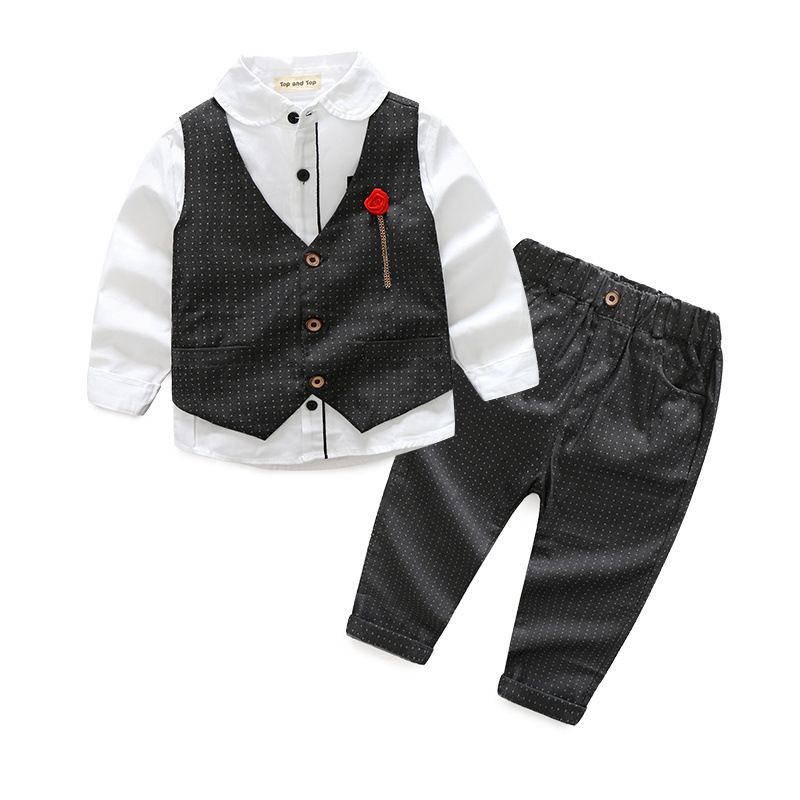 Costume gilet et pantalon en coton pour hommes, beau et à la mode, ensemble trois pièces pour vêtements de performance à la maternelle, nouvelle collection_voghion.com