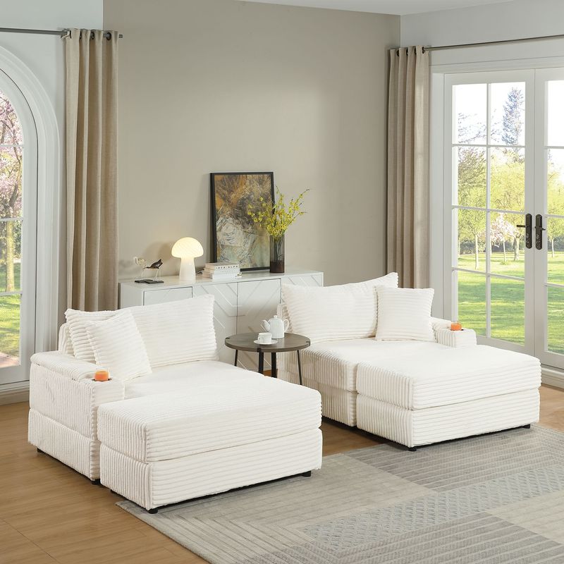 sofa With 2 Toss Pillows And A Ottoman ,Comfy Sofa- Deep Seat Couch For Living Room_voghion.com