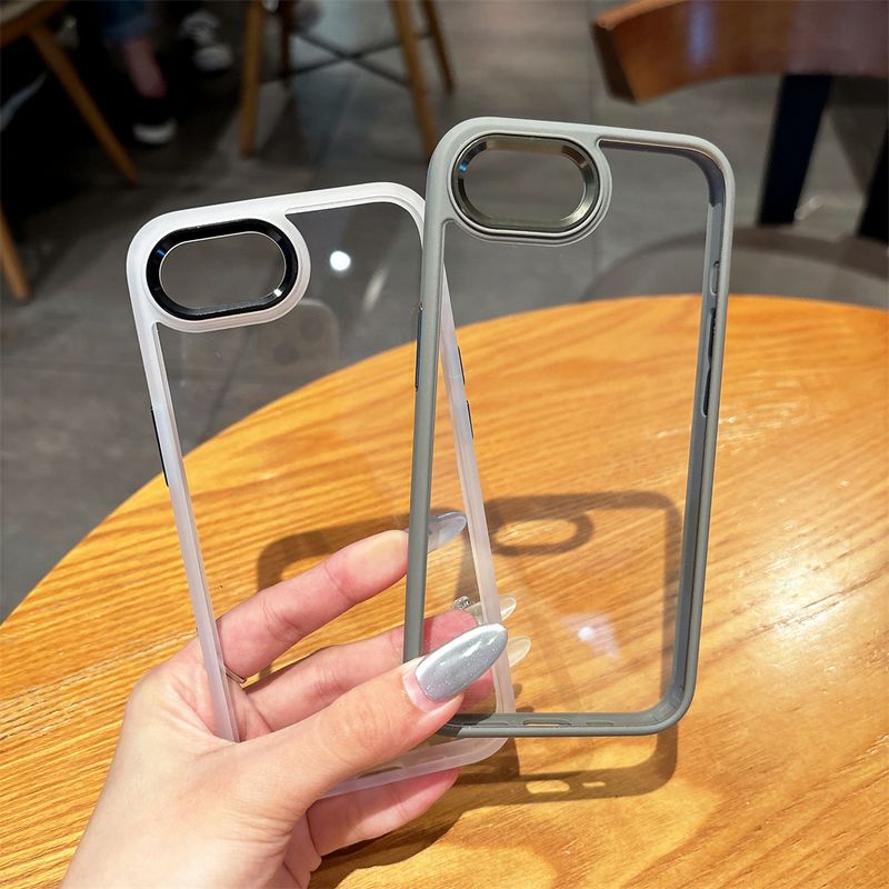 For 16E Transparent PC Phone Case Metal Lens Protection For Iphone 16E 2025 Se4 5G Soft Silicone Frame Shockproof Cover_voghion.com