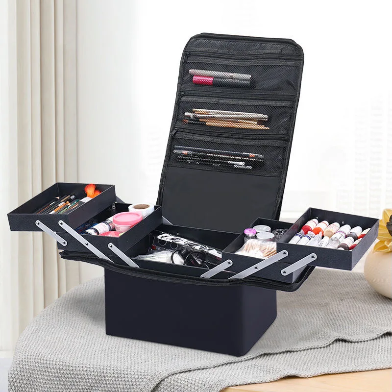 Nouveau sac de maquillage de grande capacité multicouche manucure coiffure broderie trousse à outils cosmétiques mallette de rangement trousse de toilette_voghion.com