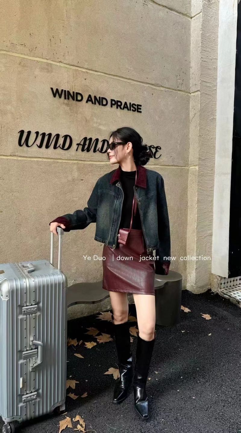 Giacca in denim color-block di ispirazione italo-francese da donna | Misto cotone di prima qualità | Vestibilità oversize casual chic_voghion.com