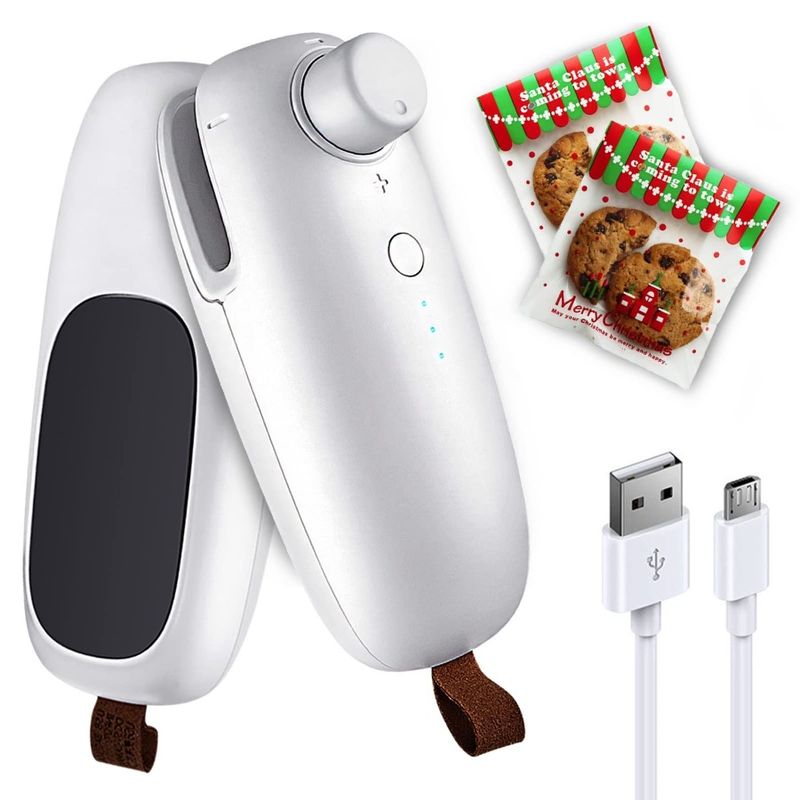 2 sigillatrici USB, ricaricabili, portatili, termoretraibili, 1 sigillatrice ricaricabile con taglierina, mini sigillatrice portatile aggiornata, 1 pz._voghion.com