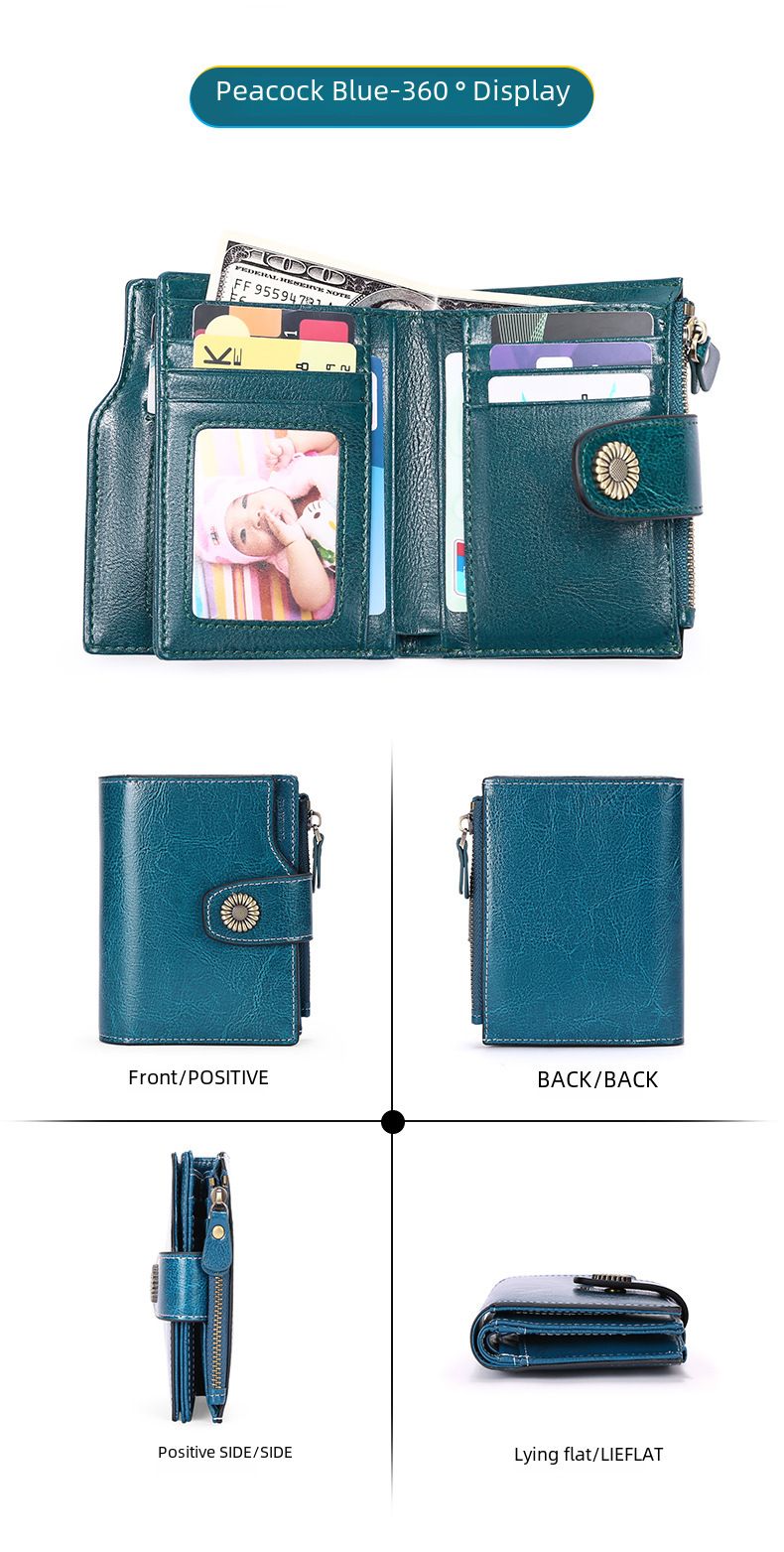 Women's wallet short Korean fashion buckle clutch girl's change bag multi-function card bag_voghion.com