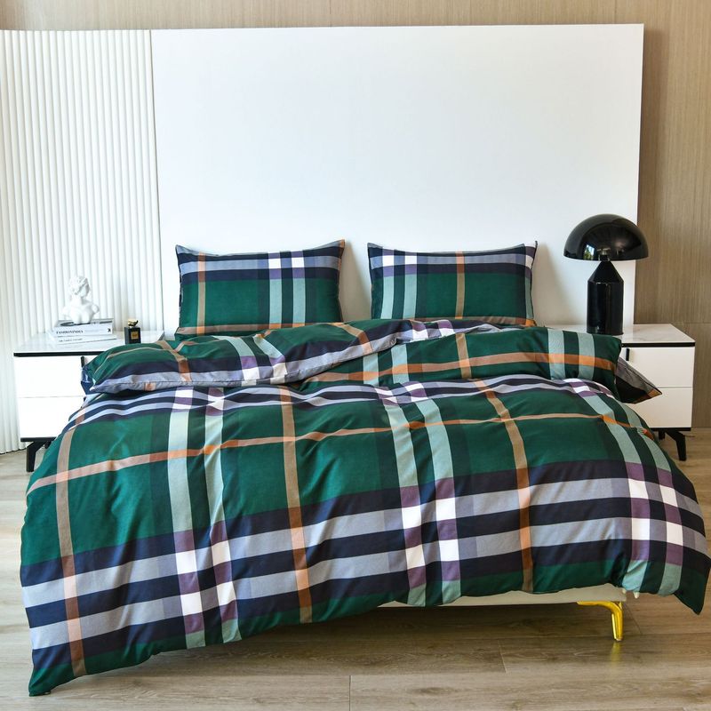 Three Piece Bedding Set Nordic Style Printed Brushed Quilt Cover Bed Sheet Set_voghion.com