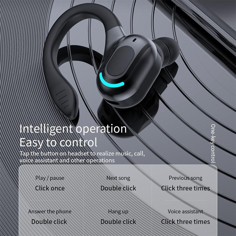 Ture Wireless Earphone Bluetooth 5.2 Ear Hook Headset Noise Cancelling HD Call Bluetooth Headphone Hifi Sound Bluetooth Earbuds for Cell Phone_voghion.com