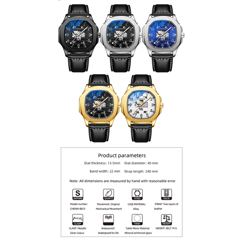 OLEVS Zakelijk herenmerk Luxe skelet automatisch opwindbaar mechanisch horloge Gouden quartz horloge Heren Lichtgevend waterdicht horloge voor heren_voghion.com