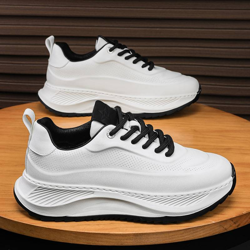 2024 autumn and winter men's plus size leather sports and leisure shoes Korean version height increasing dad trendy shoes_voghion.com