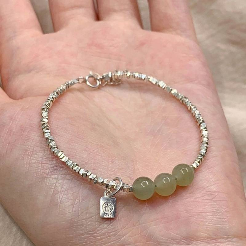 Braccialetti d'argento rotti e irregolari, nuovo marchio Incident, marchio Fu, perline trasferibili, nuovo stile nazionale cinese, design di nicchia retrò._voghion.com