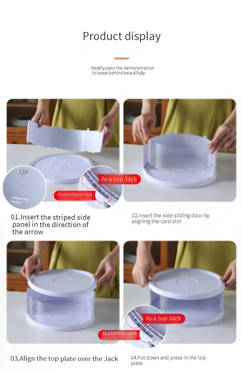 3-Tier Transparent Food Cover - Plastic Stackable Storage Container For Kitchen (Dust & Insect Proof Fridge Organizer)_voghion.com